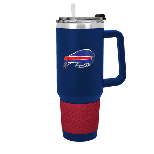 BUFFALO BILLS 40OZ. COLOSSUS TRAVEL MUG WITH METAL LOGO - BLUE