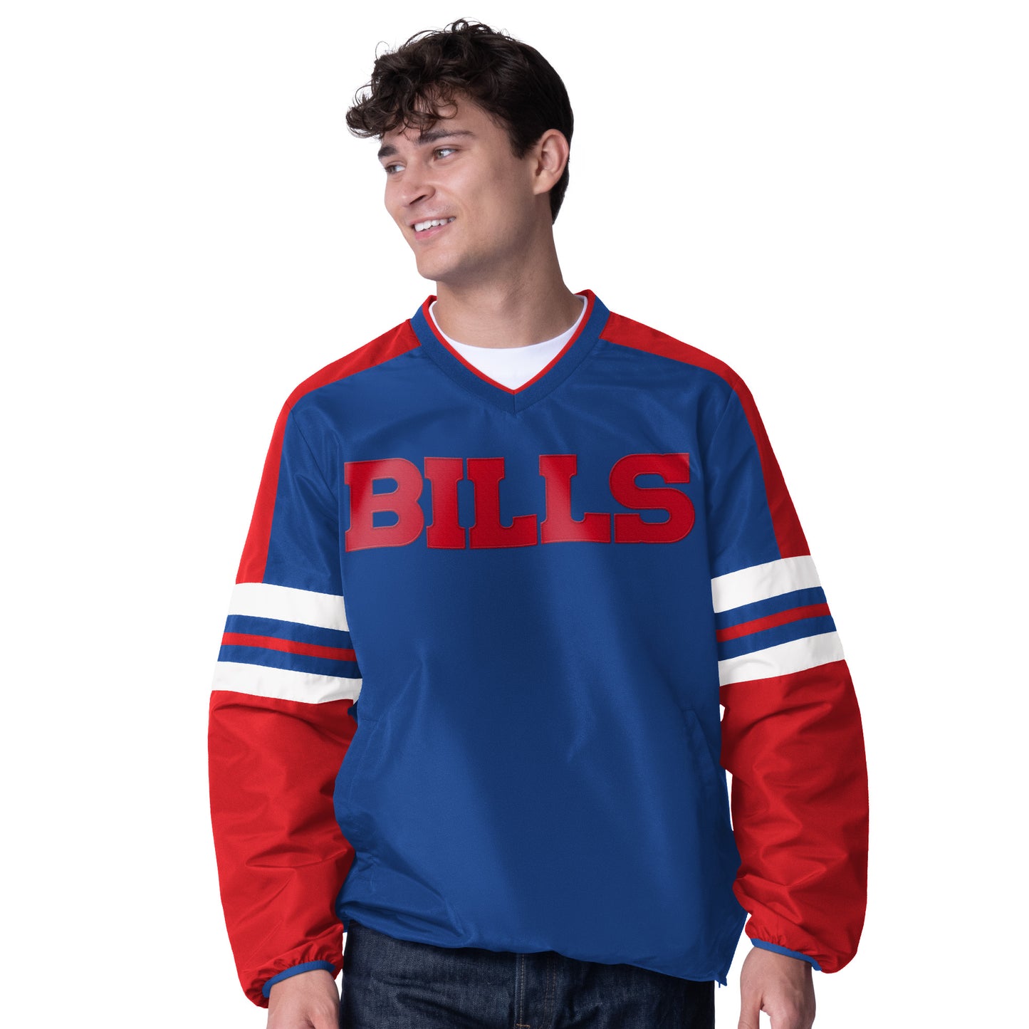 BUFFALO BILLS MEN'S HIGH HEAT 1 PULLOVER JACKET - BLUE/RED