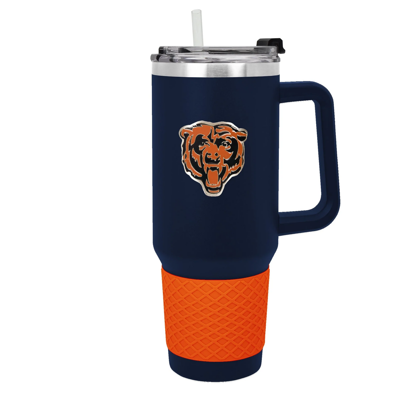 CHICAGO BEARS 40OZ. COLOSSUS TRAVEL MUG WITH METAL LOGO - BLUE