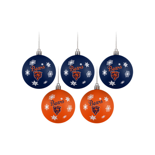 CHICAGO BEARS 5 PACK SHATTERPROOF BALL ORNAMENT SET