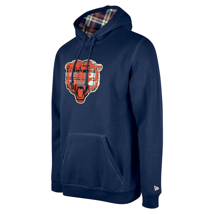 CHICAGO BEARS MEN'S 2024 NFL SIDELINE 3RD DOWN PLAID PULLOVER HOODED SWEATSHIRT