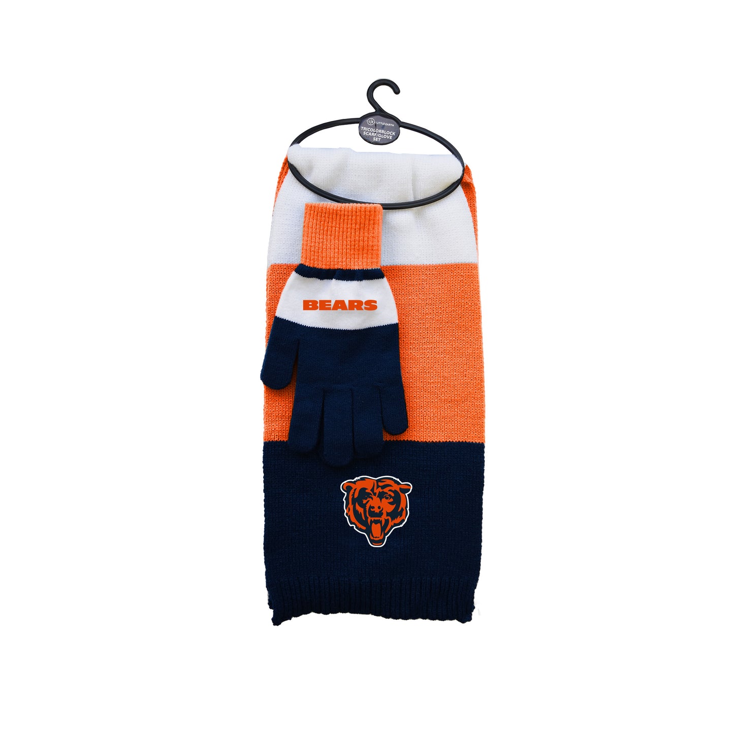 CHICAGO BEARS TRI-COLOR SCARF AND GLOVE SET