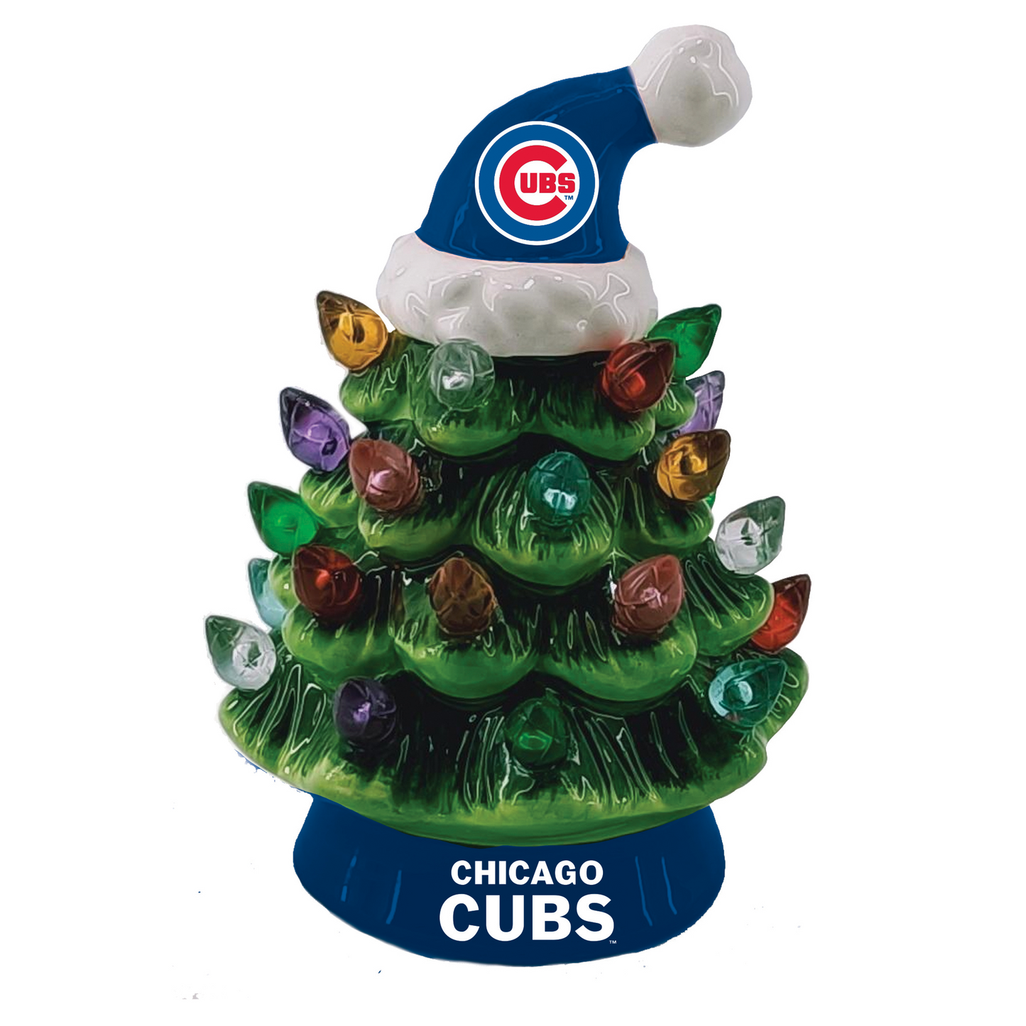 CHICAGO CUBS 4" MINI LED TABLETOP CHRISTMAS TREE