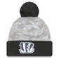 CINCINNATI BENGALS 2024 NFL SALUTE TO SERVICE CUFFED KNIT BEANIE WITH POM - ARTIC WHITE/GRAPHITE