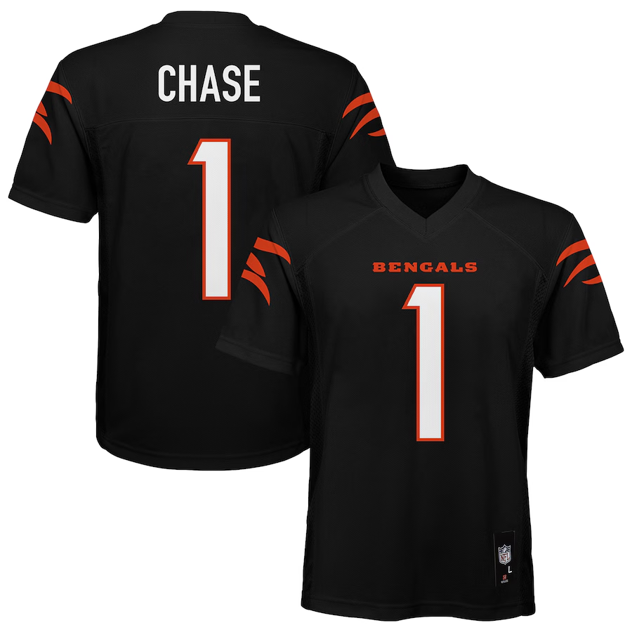 CINCINNATI BENGALS JA'MARR CHASE YOUTH MID TIER JERSEY - BLACK