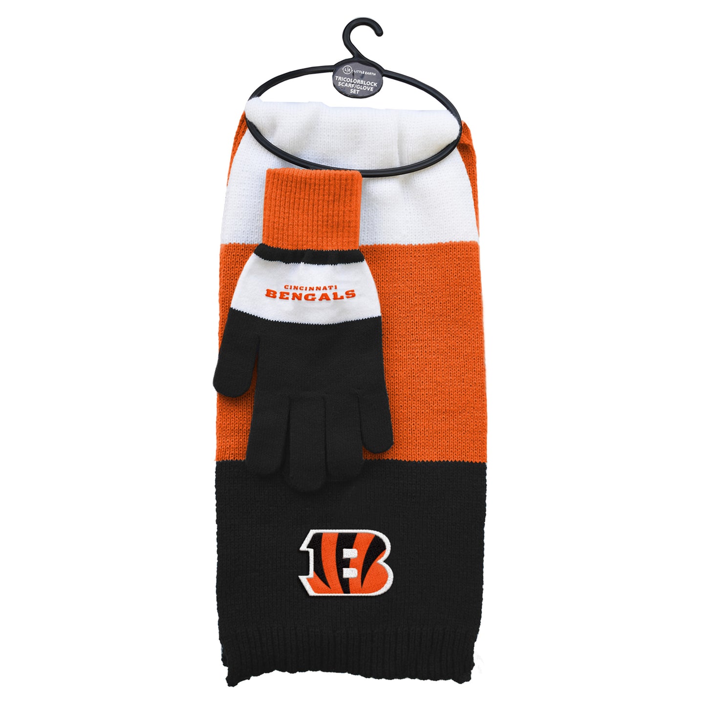 CINCINNATI BENGALS TRI-COLOR SCARF AND GLOVE SET