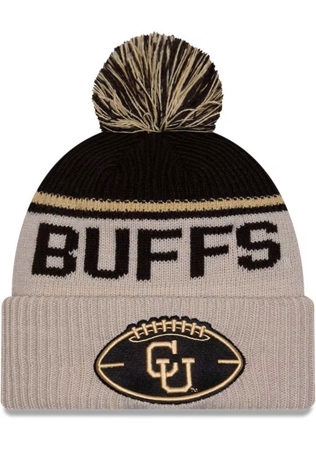 COLORADO BUFFALOES HISTORIC CUFFED KNIT WITH POM - STONE/BLACK