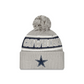 DALLAS COWBOYS 2024 NFL SIDELINE CUFFED KNIT BEANIE WITH POM - GRAPHITE