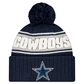 DALLAS COWBOYS 2024 NFL SIDELINE CUFFED KNIT BEANIE WITH POM - NAVY