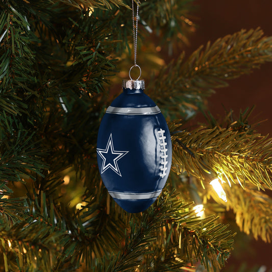 DALLAS COWBOYS BLOWN GLASS FOOTBALL ORNAMENT