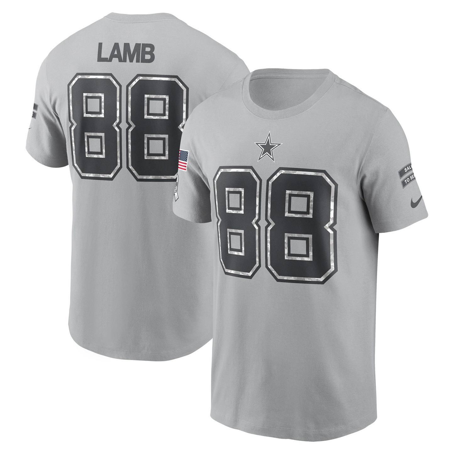 DALLAS COWBOYS CEEDEE LAMB MEN'S NIKE 2024 NFL SALUTE TO SERVICE NAME & NUMBER T-SHIRT