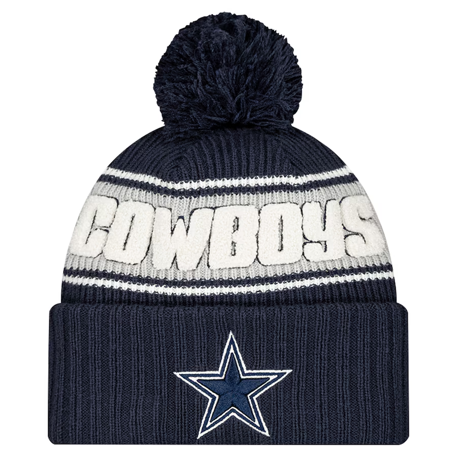 DALLAS COWBOYS CHILD 2024 NFL SIDELINE CUFFED KNIT BEANIE WITH POM