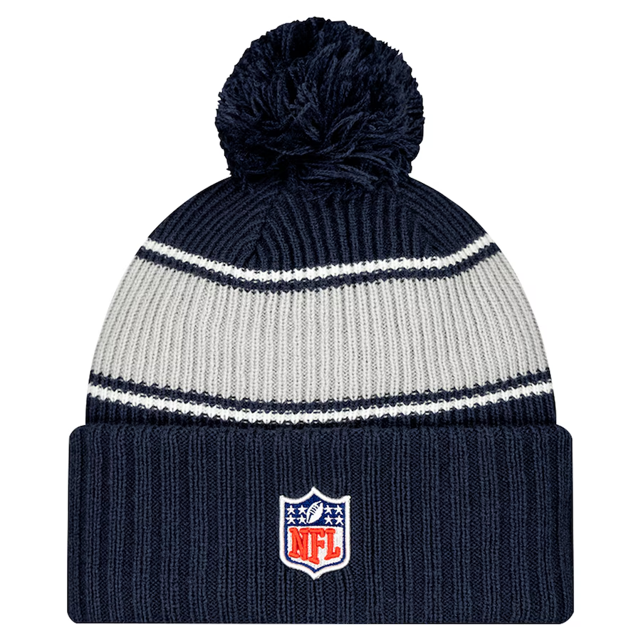 DALLAS COWBOYS CHILD 2024 NFL SIDELINE CUFFED KNIT BEANIE WITH POM