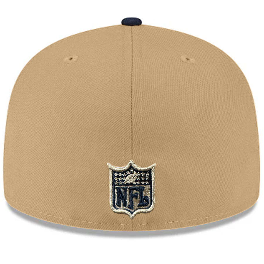 DALLAS COWBOYS EVERGREEN THROWBACK BASIC LOGO 59FIFTY FITTED HAT - LIGHT BEIGE/NAVY