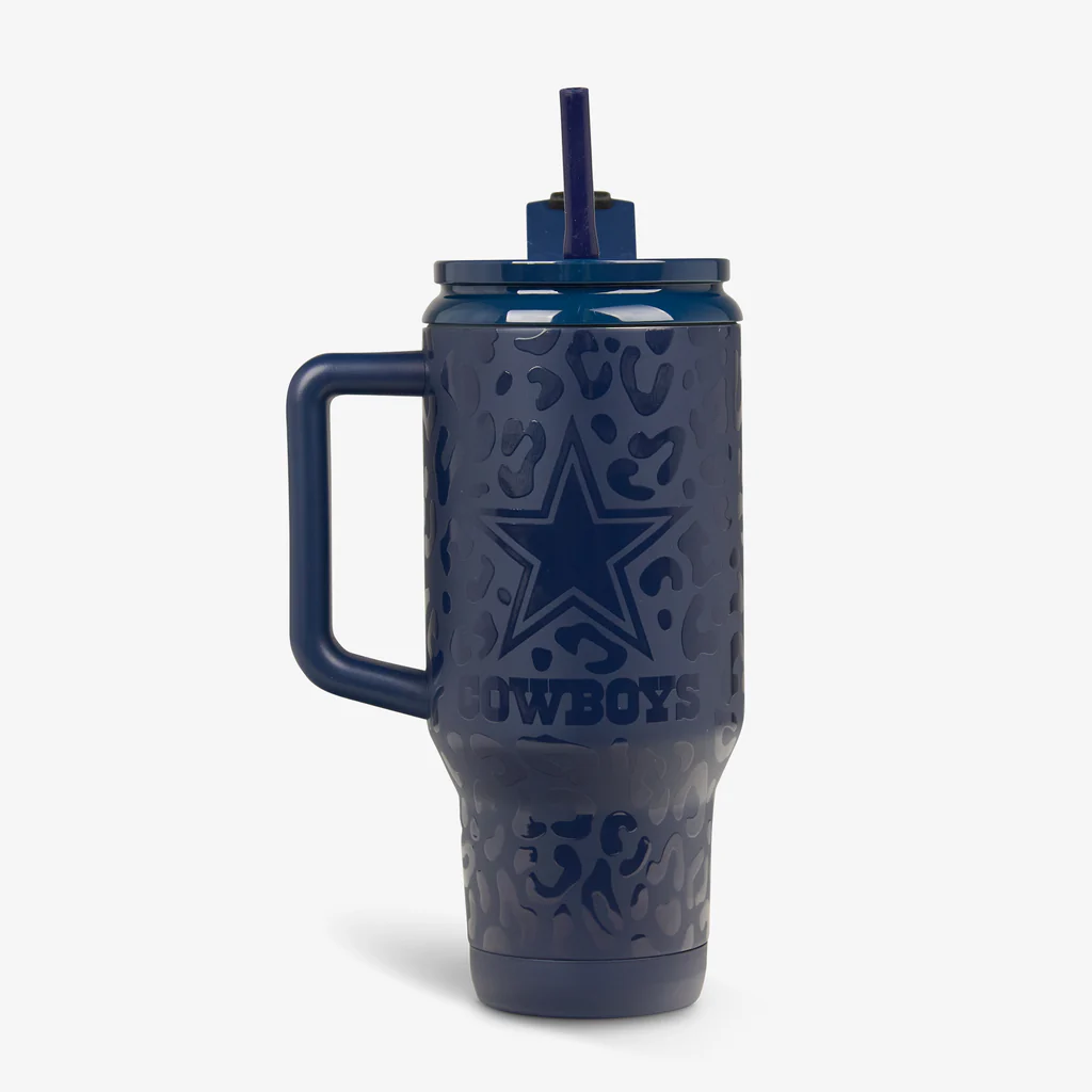 DALLAS COWBOYS FLIP N' SIP' 32 OZ TRAVEL MUG - LEOPARD