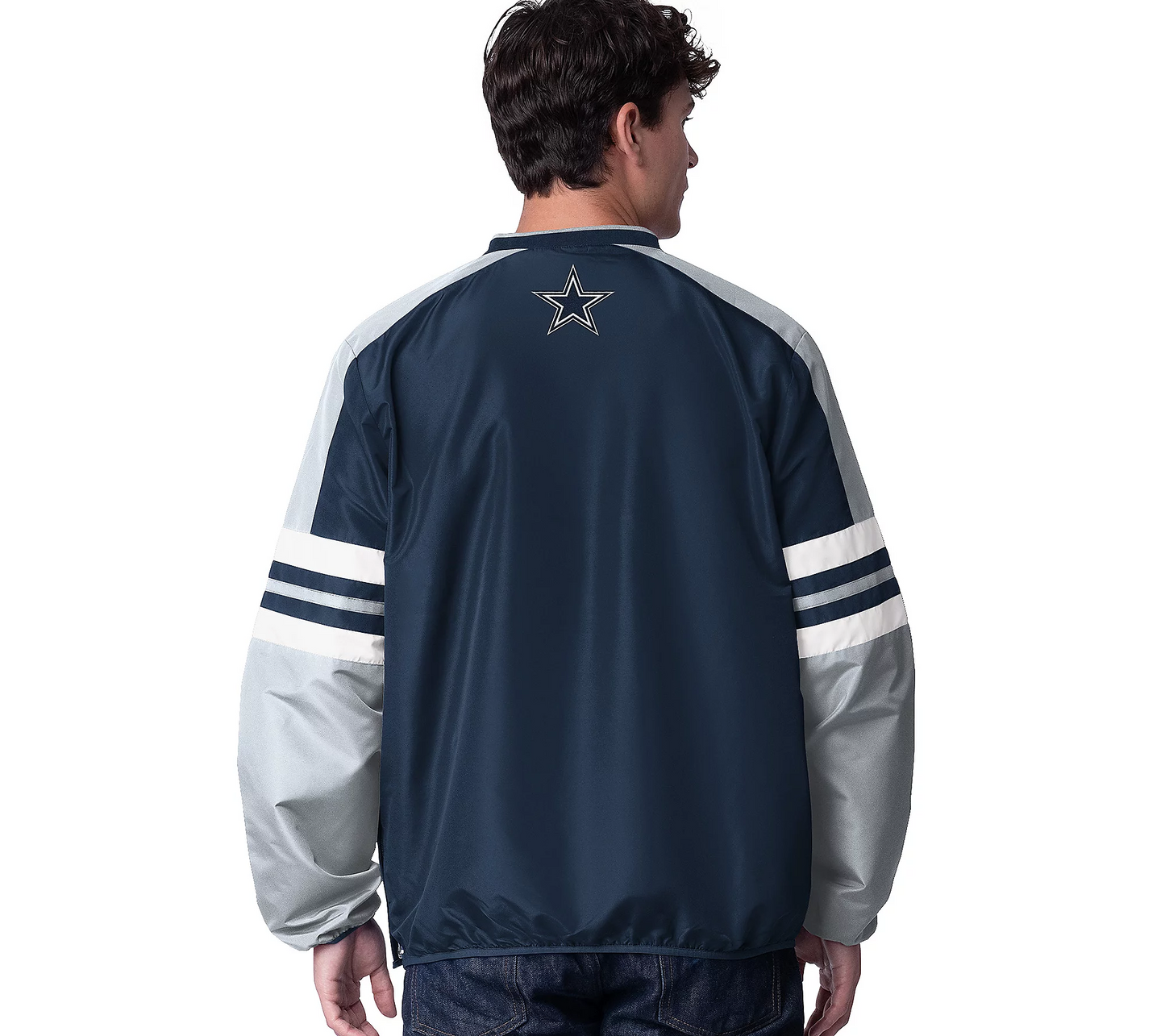 DALLAS COWBOYS MEN'S HIGH HEAT 1 PULLOVER JACKET - BLUE/GRAY