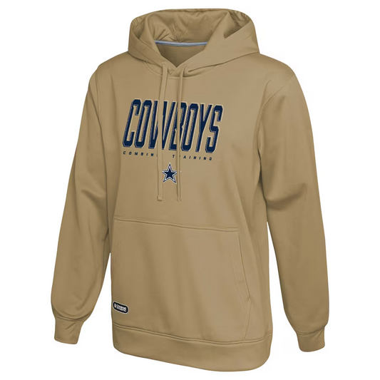 DALLAS COWBOYS MEN'S TOP RANKED PERFORMACE PULLOVER HOODED SWEATSHIRT - KHAKI