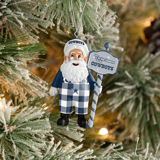 DALLAS COWBOYS SANTA OVERALLS ORNAMENT