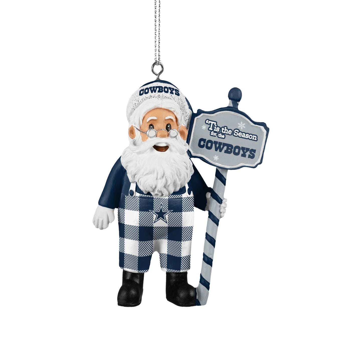 DALLAS COWBOYS SANTA OVERALLS ORNAMENT