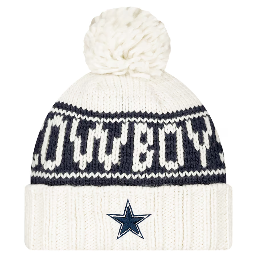 DALLAS COWBOYS WOMEN'S 2024 NFL SIDELINE CUFFED KNIT WITH POM - CREAM