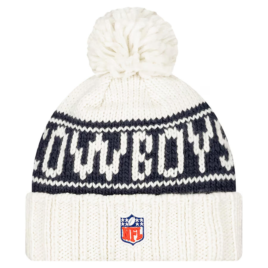 DALLAS COWBOYS WOMEN'S 2024 NFL SIDELINE CUFFED KNIT WITH POM - CREAM