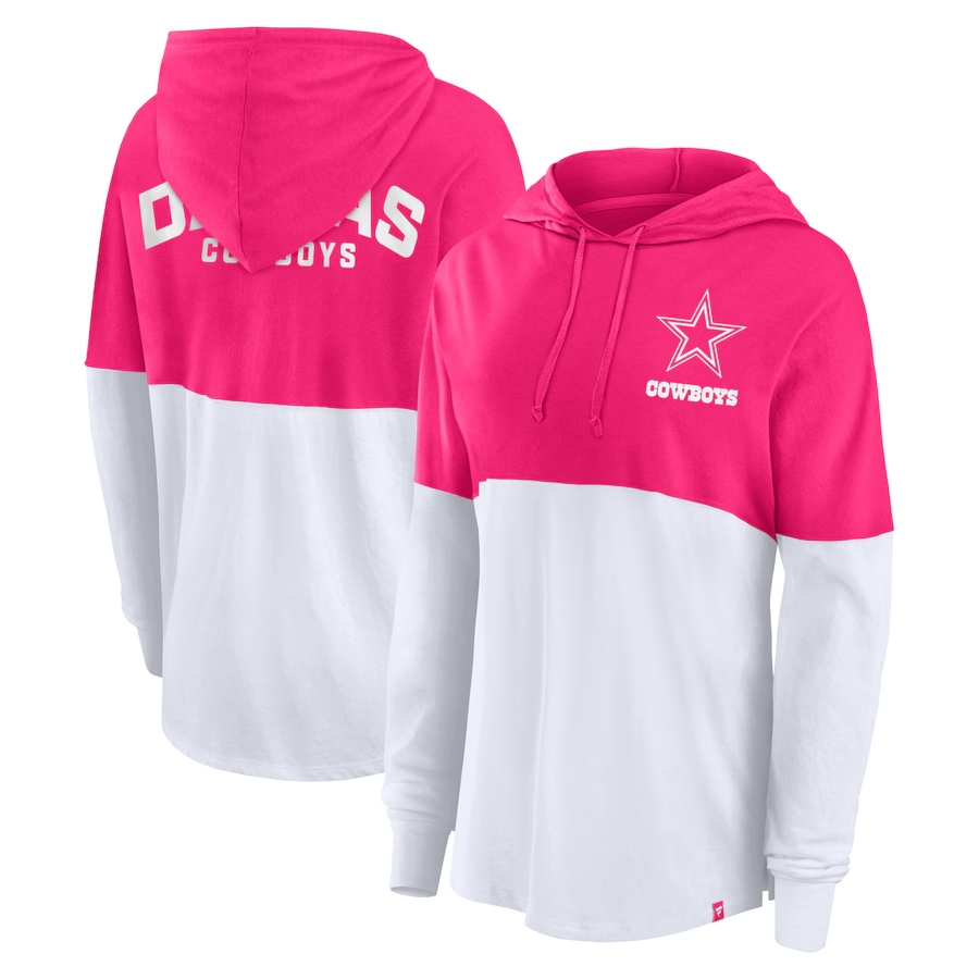 DALLAS COWBOYS WOMEN'S BACK UP OPTION HOODED LONG SLEEVE T-SHIRT - PINK