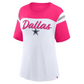 DALLAS COWBOYS WOMEN'S CHEER CHANT FASHION T-SHIRT - WHITE/PINK