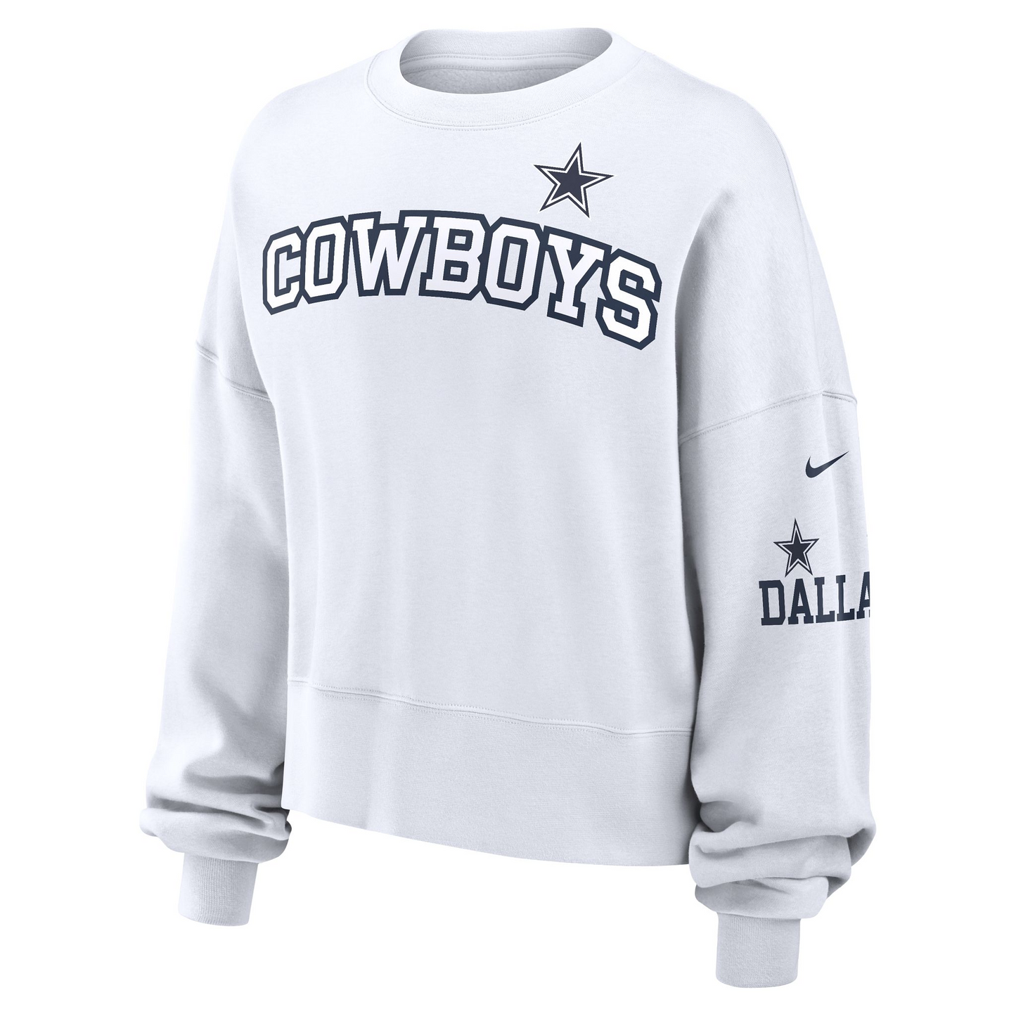 DALLAS COWBOYS WOMEN'S NIKE OVERSIZED FLEECE CREWNECK SWEATSHIRT - WHITE