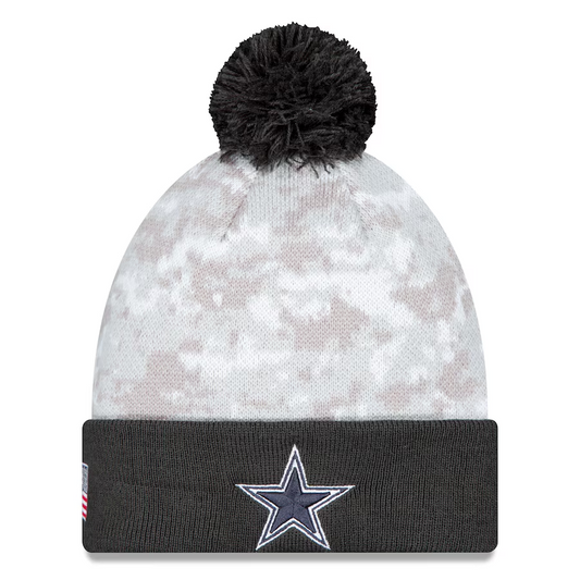 DALLAS COWBOYS YOUTH 2024 NFL SALUTE TO SERVICE CUFFED KNIT WITH POM