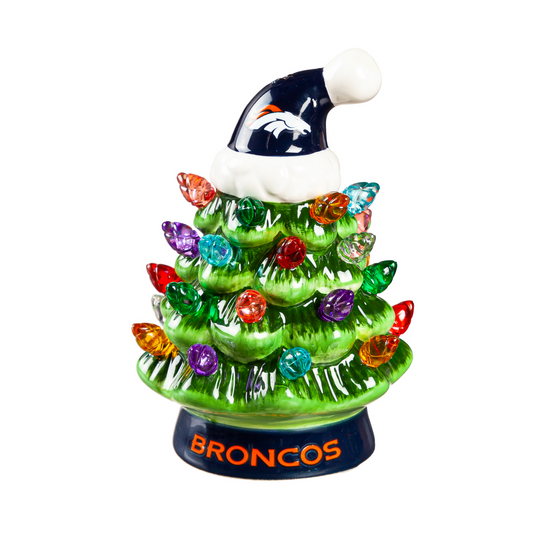 DENVER BRONCOS 4" MINI LED TABLETOP CHRISTMAS TREE