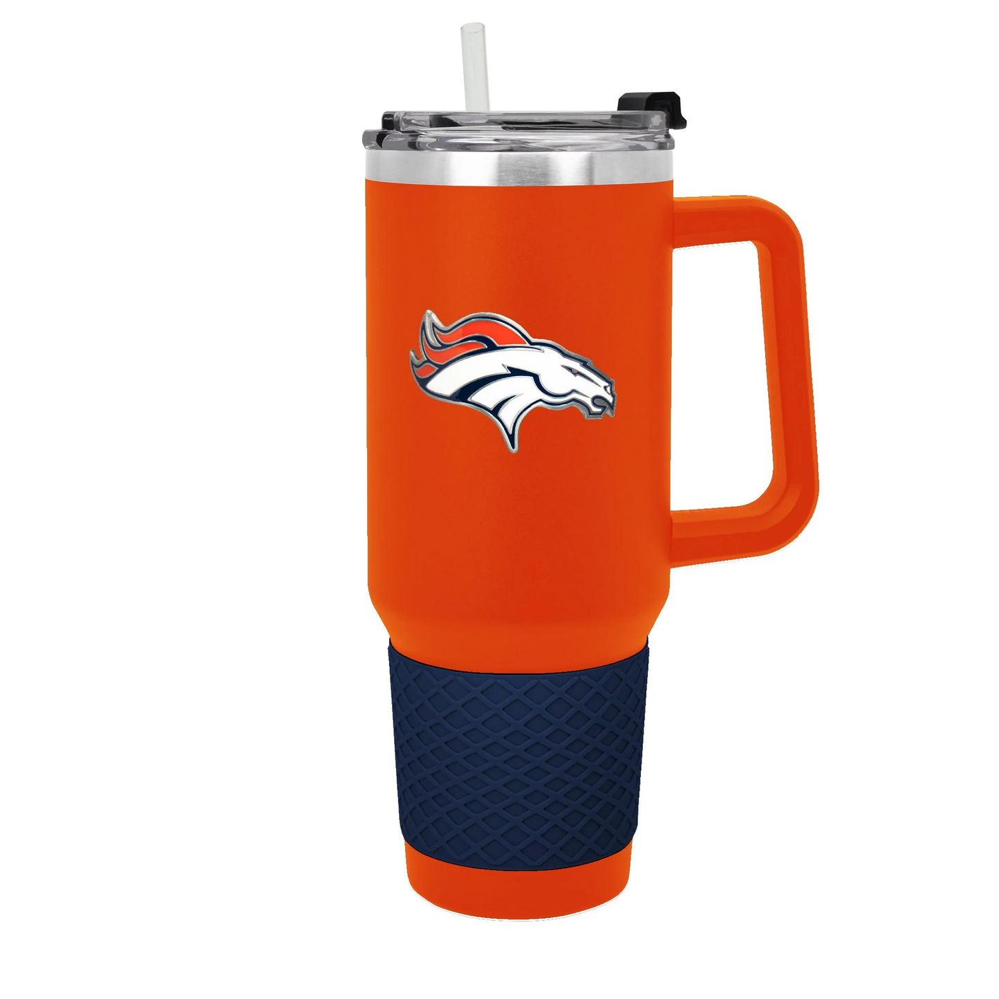 DENVER BRONCOS 40OZ. COLOSSUS TRAVEL MUG WITH METAL LOGO - ORANGE