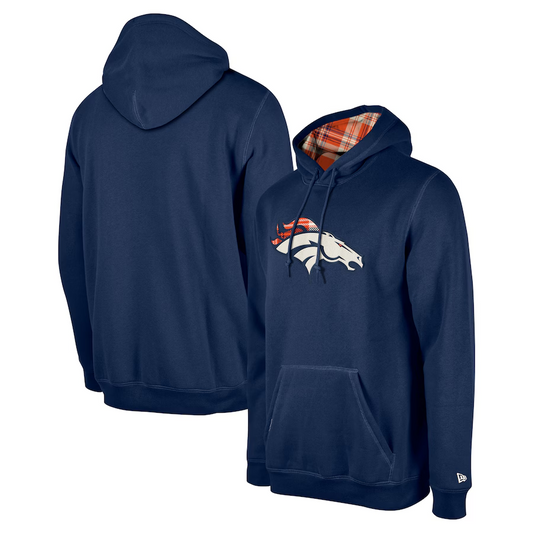 DENVER BRONCOS MEN'S 2024 NFL SIDELINE 3RD DOWN PLAID PULLOVER HOODED SWEATSHIRT