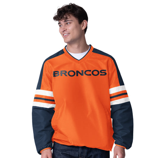 DENVER BRONCOS MEN'S HIGH HEAT 1 PULLOVER JACKET - ORANGE/BLUE