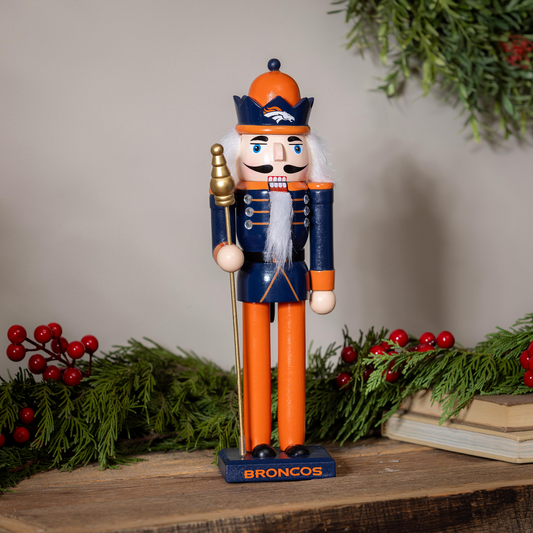 DENVER BRONCOS 12" WOODEN NUTCRACKER STATUE