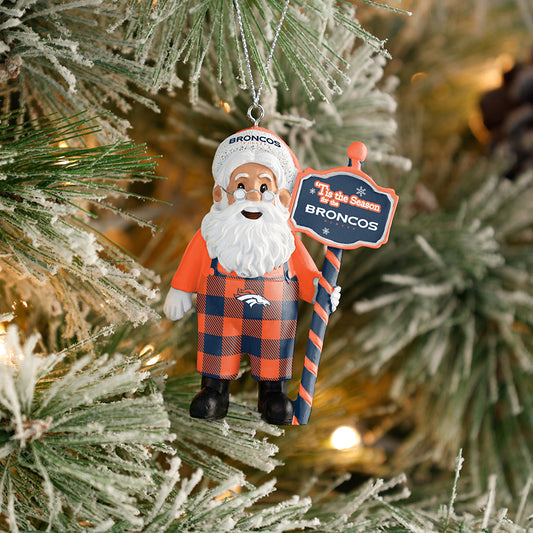 DENVER BRONCOS SANTA OVERALLS ORNAMENT