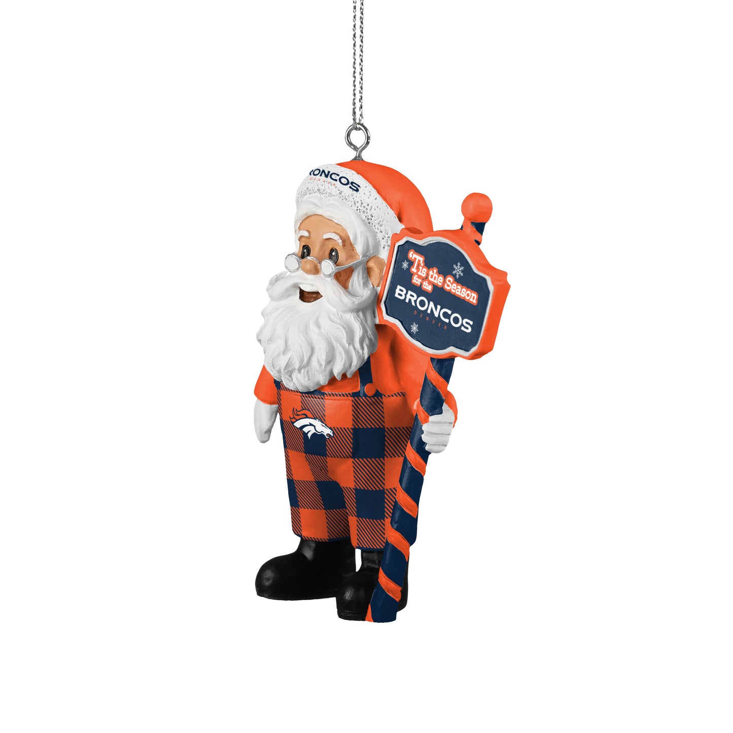 DENVER BRONCOS SANTA OVERALLS ORNAMENT