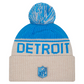 DETROIT LIONS 2024 NFL HISTORIC SIDELINE CUFFED KNIT BEANIE WITH POM - STONE/BLUE