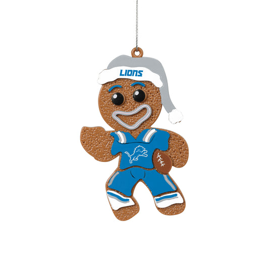 DETROIT LIONS ABS GINGERBREAD MAN IN UNIFORM ORNAMENT