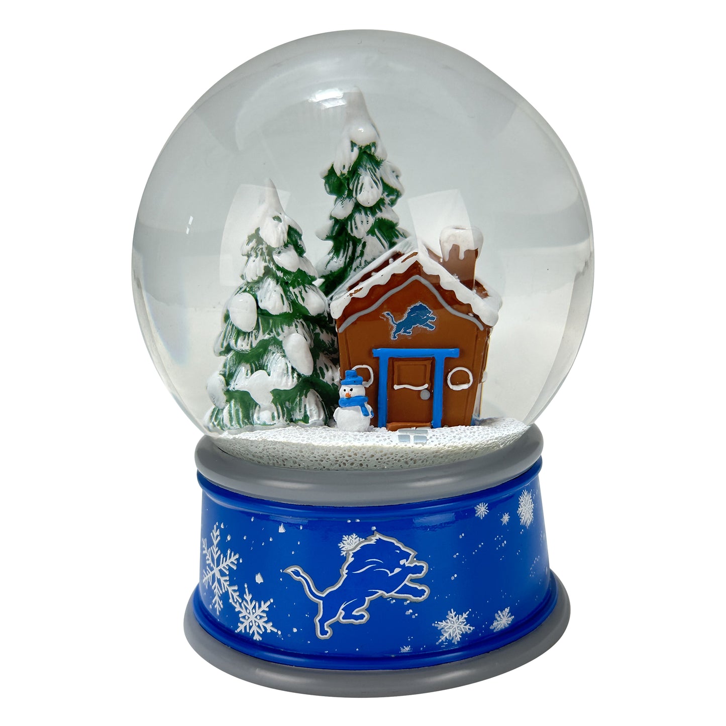 DETROIT LIONS GINGERBREAD HOUSE SNOW GLOBE