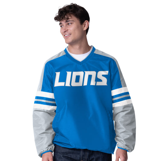 DETROIT LIONS MEN'S HIGH HEAT 1 PULLOVER JACKET - BLUE/GRAY