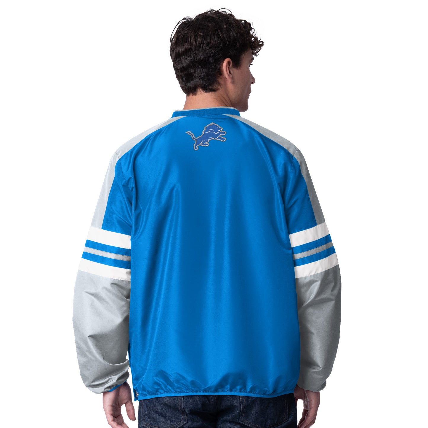 DETROIT LIONS MEN'S HIGH HEAT 1 PULLOVER JACKET - BLUE/GRAY