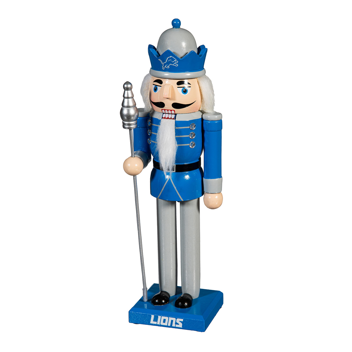 DETROIT LIONS 12" WOODEN NUTCRACKER STATUE