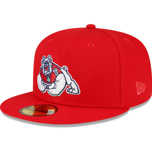 FRESNO STATE BULLDOGS BASIC LOGO 59FIFTY FITTED HAT - RED