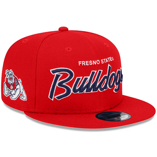 FRESNO STATE BULLDOGS EVERGREEN SCRIPT 9FIFTY SNAPBACK HAT - RED