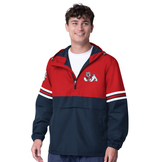 FRESNO STATE BULLDOGS MEN'S BATTER UP HALF ZIP HOODED PULLOVER JACKET