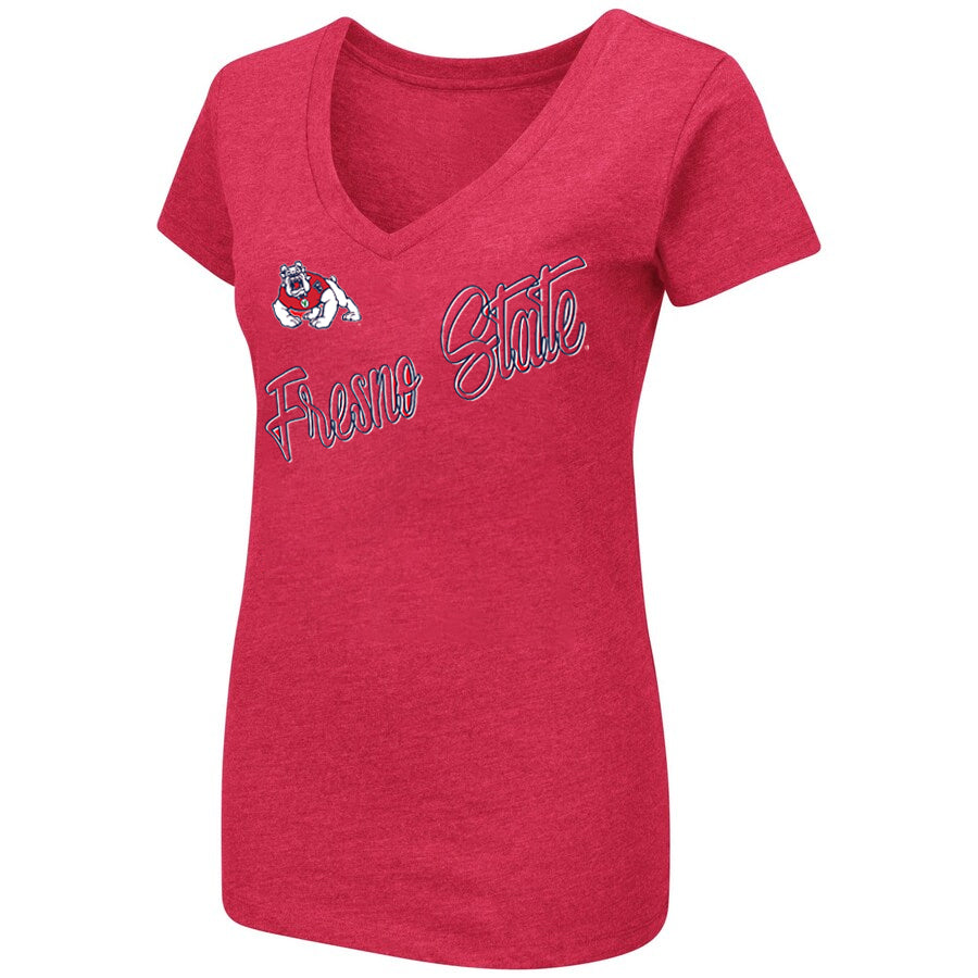 FRESNO STATE BULLDOGS WOMEN'S PLAYBOOK V-NECK T-SHIRT - 24 ALT