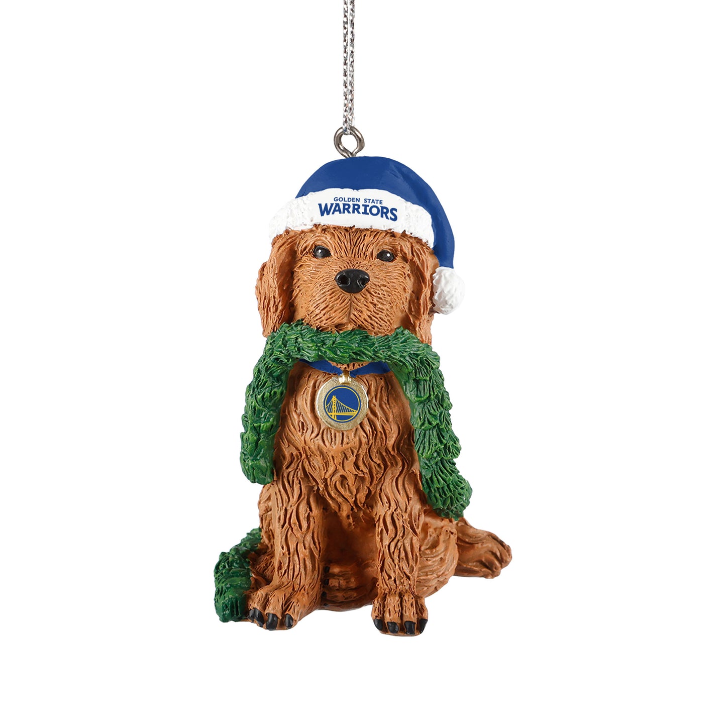 GOLDEN STATE WARRIORS DOG WITH GARLAND ORNAMENT