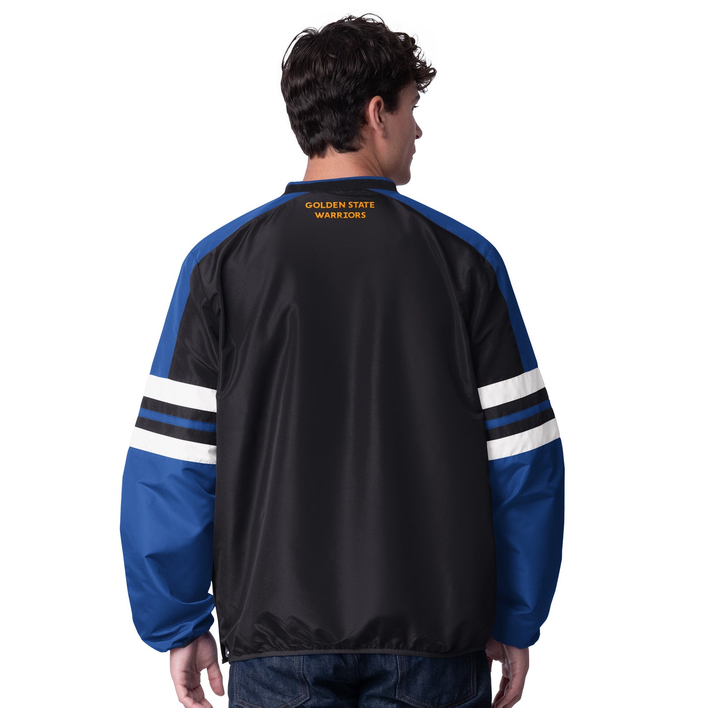 GOLDEN STATE WARRIORS MEN'S HIGH HEAT 1 PULLOVER JACKET - BLACK/BLUE