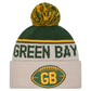 GREEN BAY PACKERS 2024 NFL HISTORIC SIDELINE CUFFED KNIT BEANIE WITH POM - STONE/GREEN