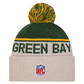 GREEN BAY PACKERS 2024 NFL HISTORIC SIDELINE CUFFED KNIT BEANIE WITH POM - STONE/GREEN